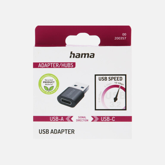Hama USB Adaptör,USB-A Plug-USB-C Socket,USB 3.2
