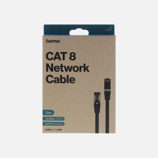 Hama Ağ Kablosu, CAT 8, 40 Gbit/s, S/FTP Ecobag 3m