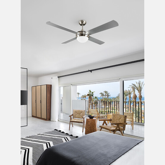 Dlc Alizee Tavan Vantilatörü 2XE27 Mat Krom 132cm Uzaktan Kumandalı
