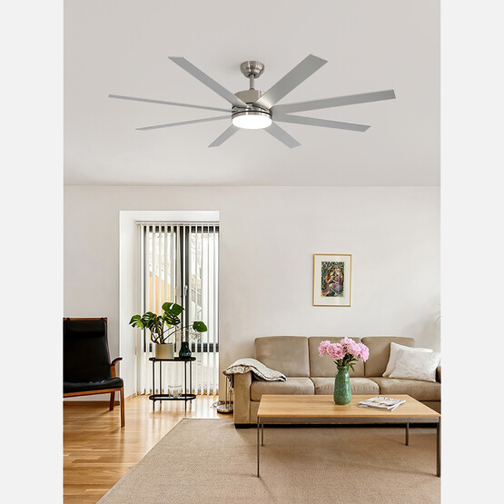 Dlc Zephyr Tavan Vantilatörü Led Mat Krom 162cm Uzaktan Kumandalı 