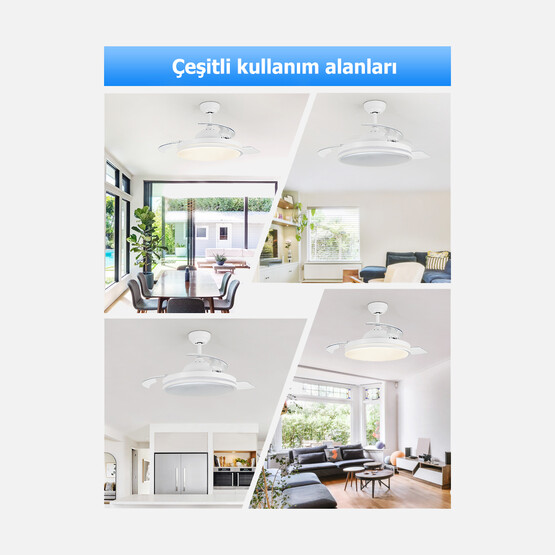 Dlc Espero Led Tavan Vantilatörü Açılır Kapanır Beyaz 107 cm Uzaktan Kumandalı