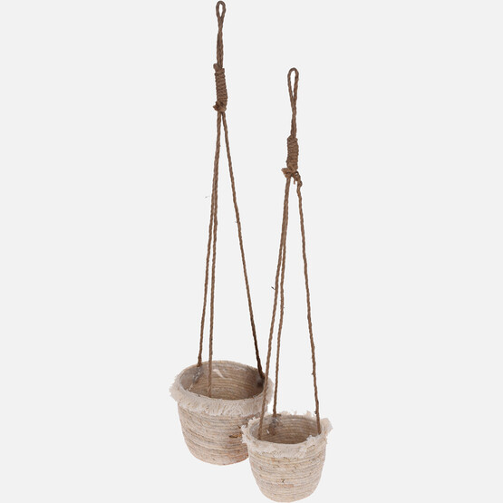 Dekoratif Askılı Hasır Sepet 17 cm 
